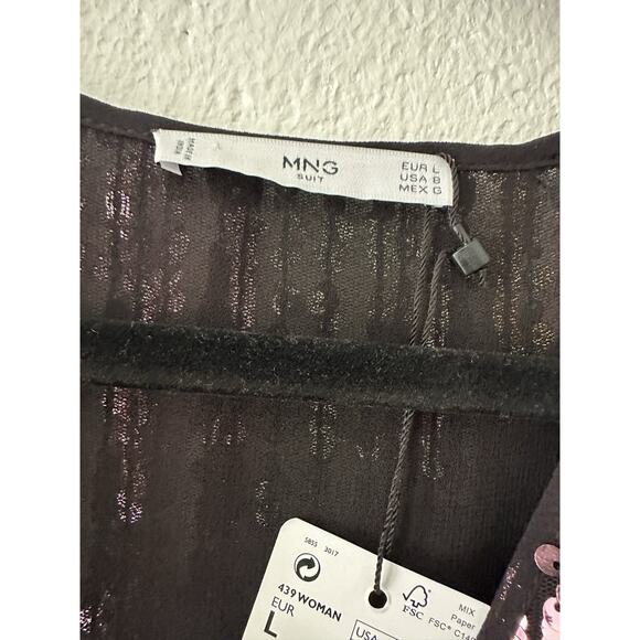 MNG Mango Multicolored Sequin Sheath Kimono Sleeve Party Cocktail Dress NWT - Picture 11 of 16